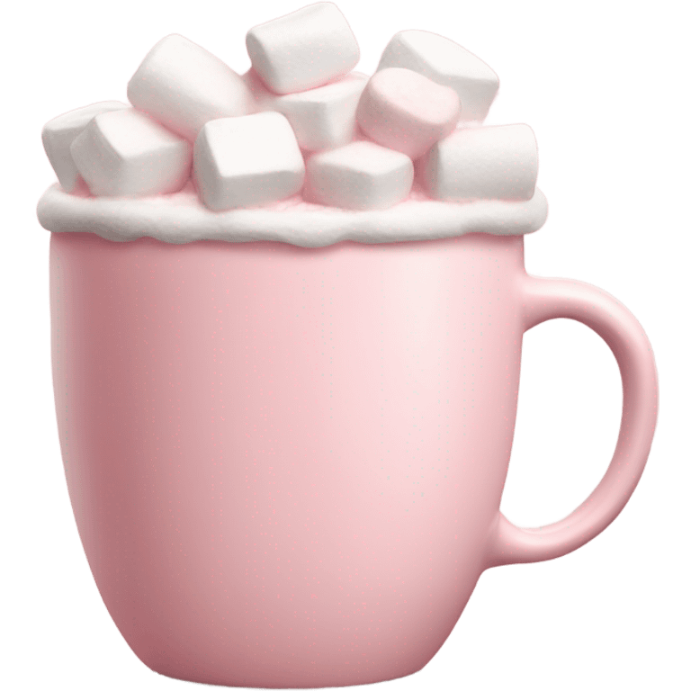 Light Pink mug of hot chocolate with marshmallows  emoji