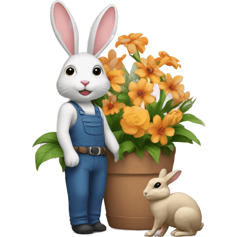 Flowers and rabbit emoji