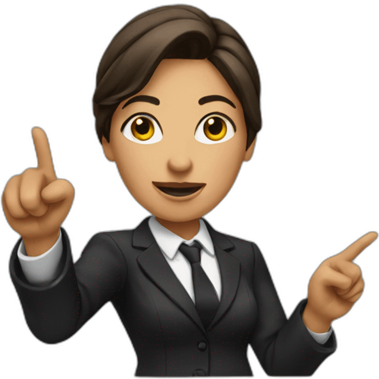 female lawyer pointing emoji