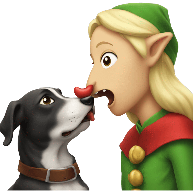 Dog licking an elf emoji