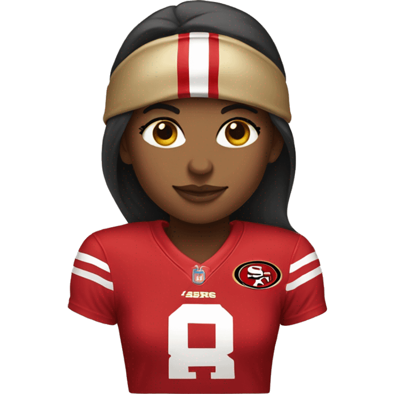 Girl wearing 49ers gear emoji