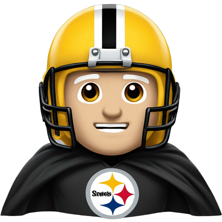 Terry Bradshaw Pittsburgh Steelers player in helmet and uniform with black cape. emoji