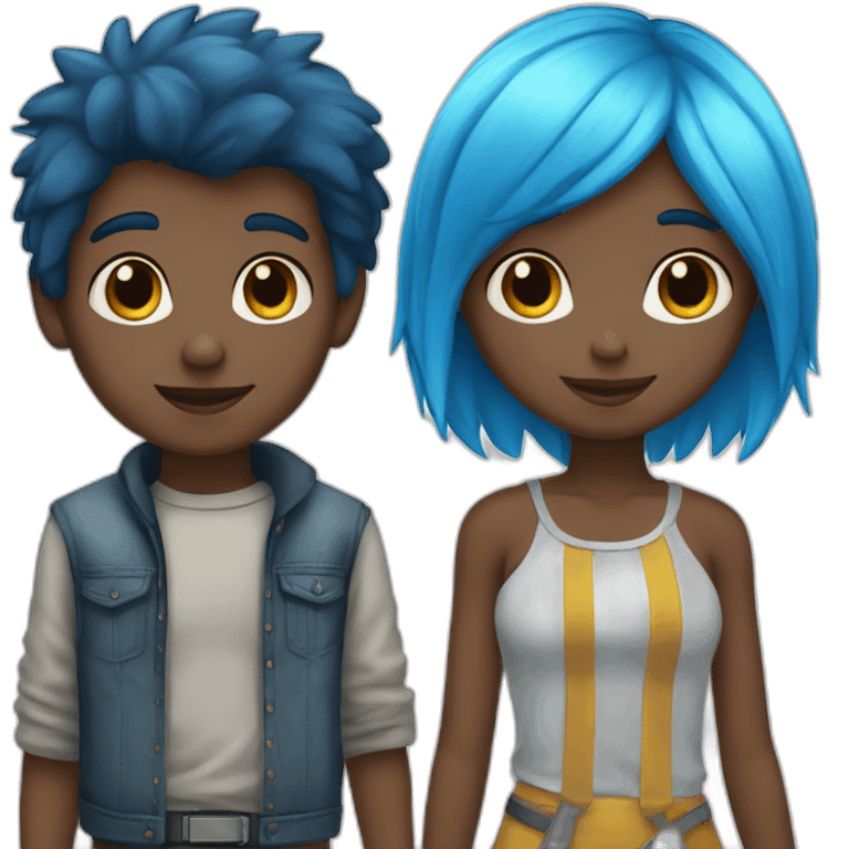 Blue-haired-boy-and-black-straight-haired-girl emoji