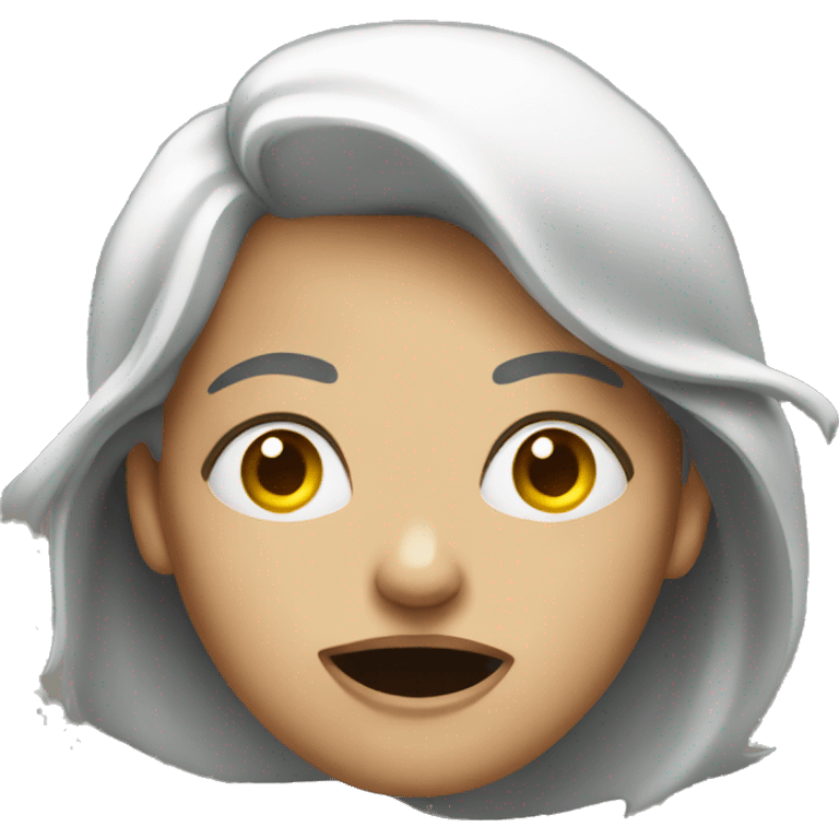 Mad woman with wide eyes looking up emoji