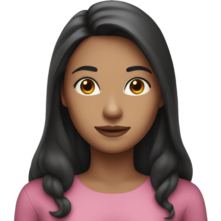 Woman with long dark hair pink dress emoji