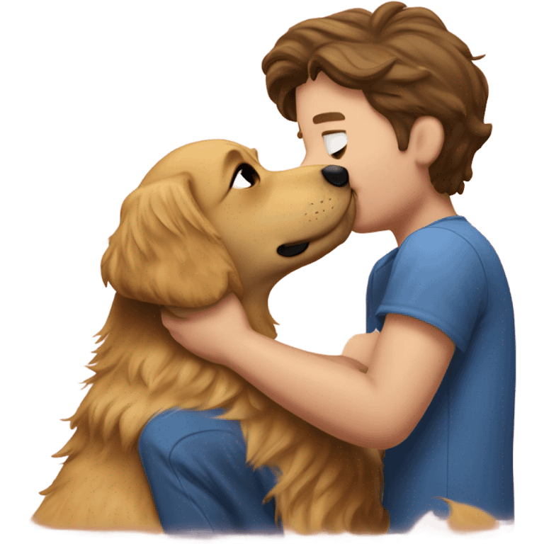 Golden retriever kissing Josh Allen  emoji