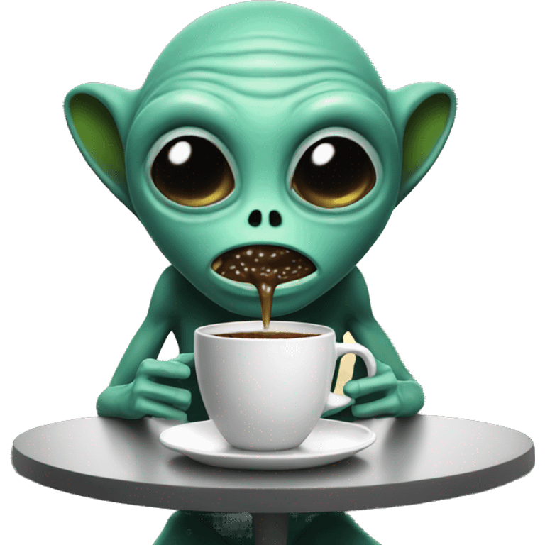 alien drinking coffee emoji