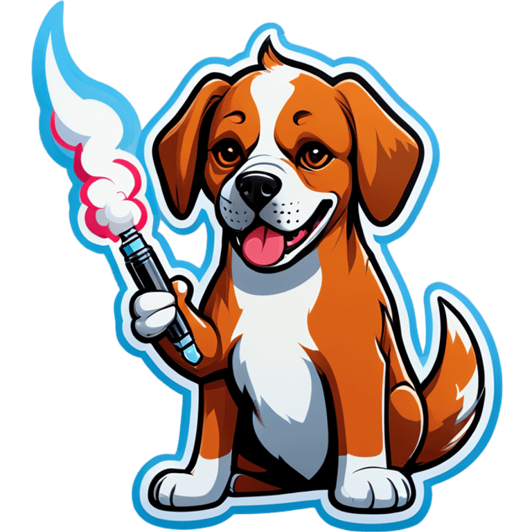 Dog hitting a vape pen emoji