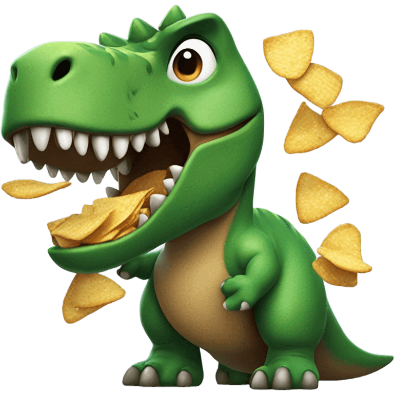 dinosaur eating chips emoji