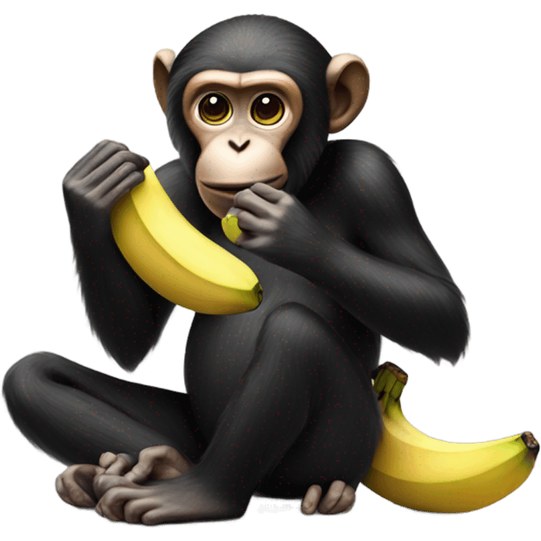 Monkey eating a black banana  emoji