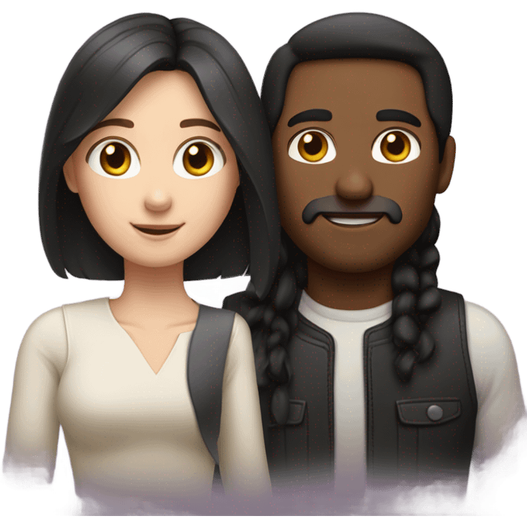 White couple with black hair girl and long brown hair man  emoji