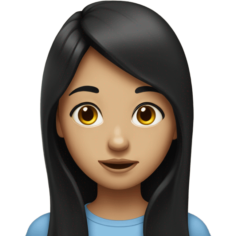 black haired girl portrait emoji