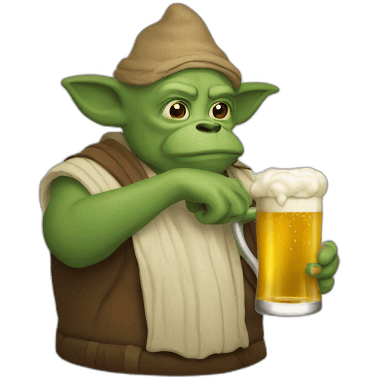 Yodas qui tient une bière emoji