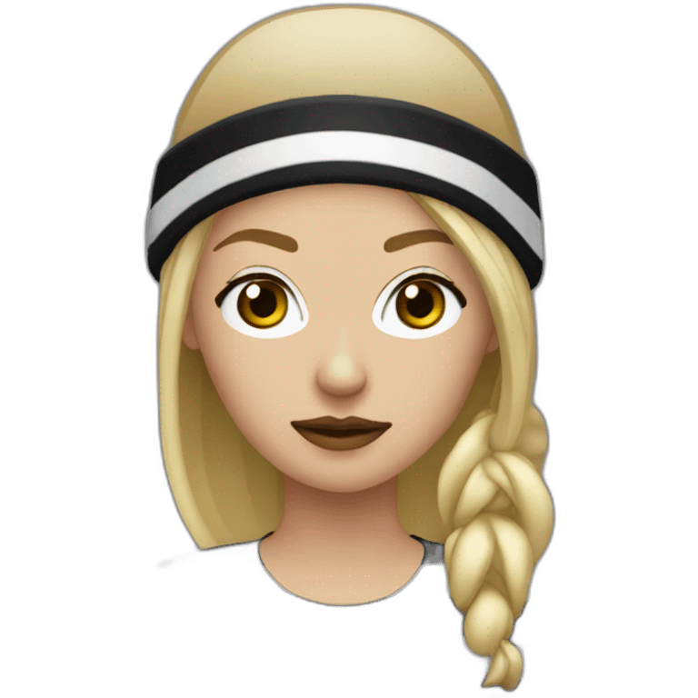 bank robber blonde woman with black beanie hat eye mask and striped shirt emoji