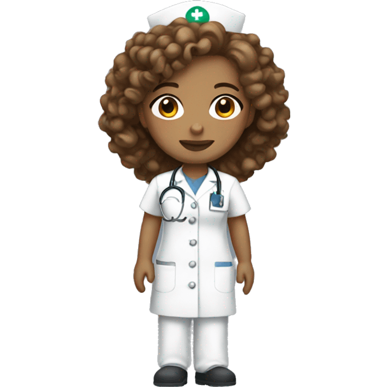 Light skin nurse with curly brown hair emoji