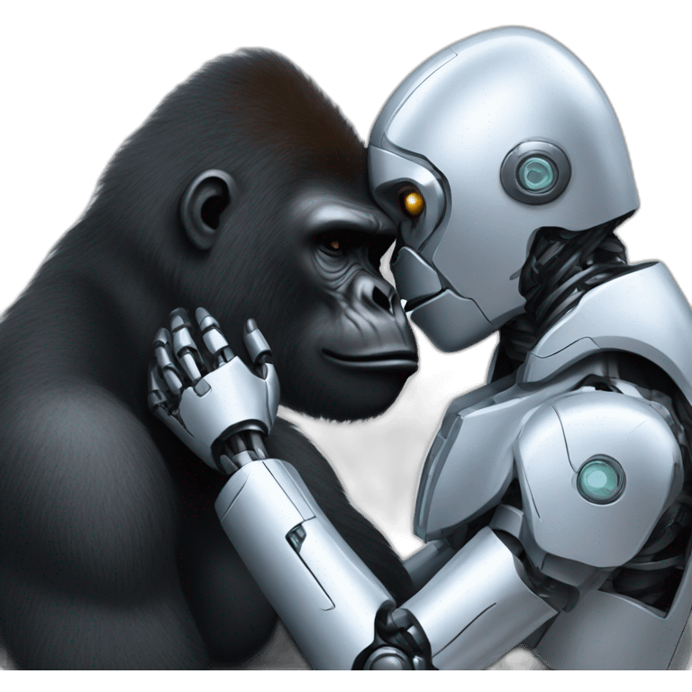 a robot kissing a gorilla emoji