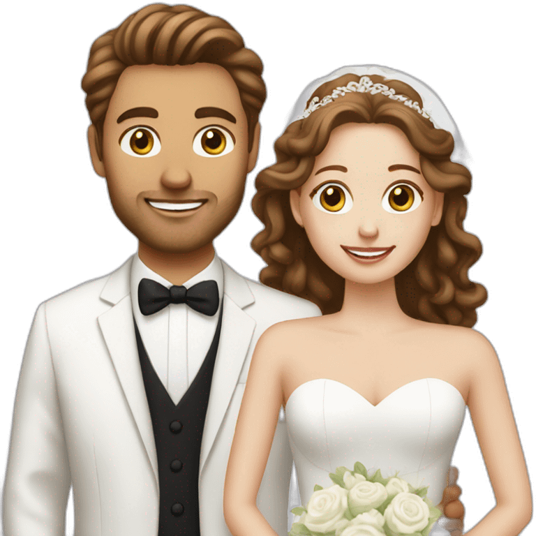 white couple people wedding brown hair emoji