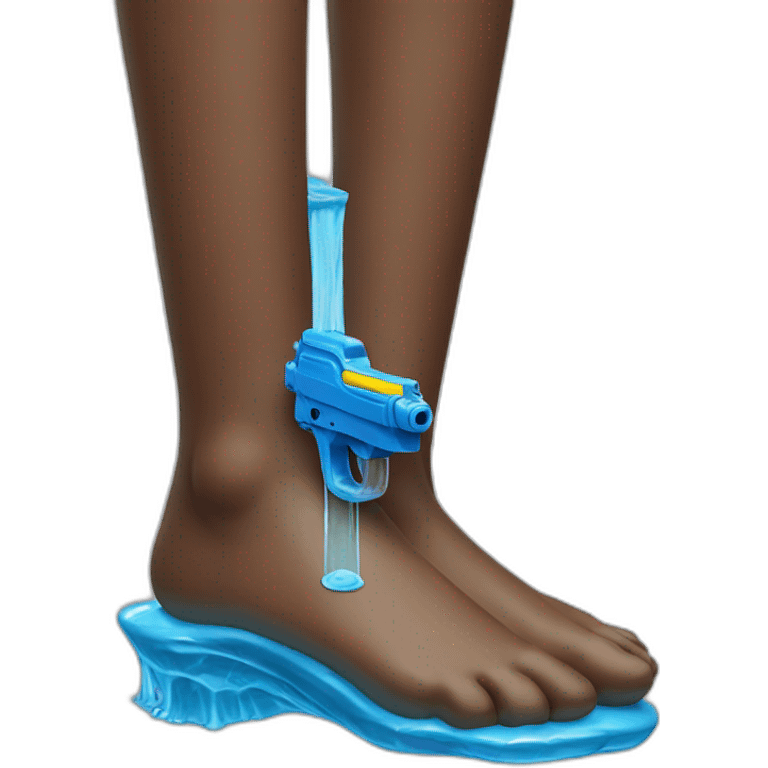 Foot holding a water pistol emoji