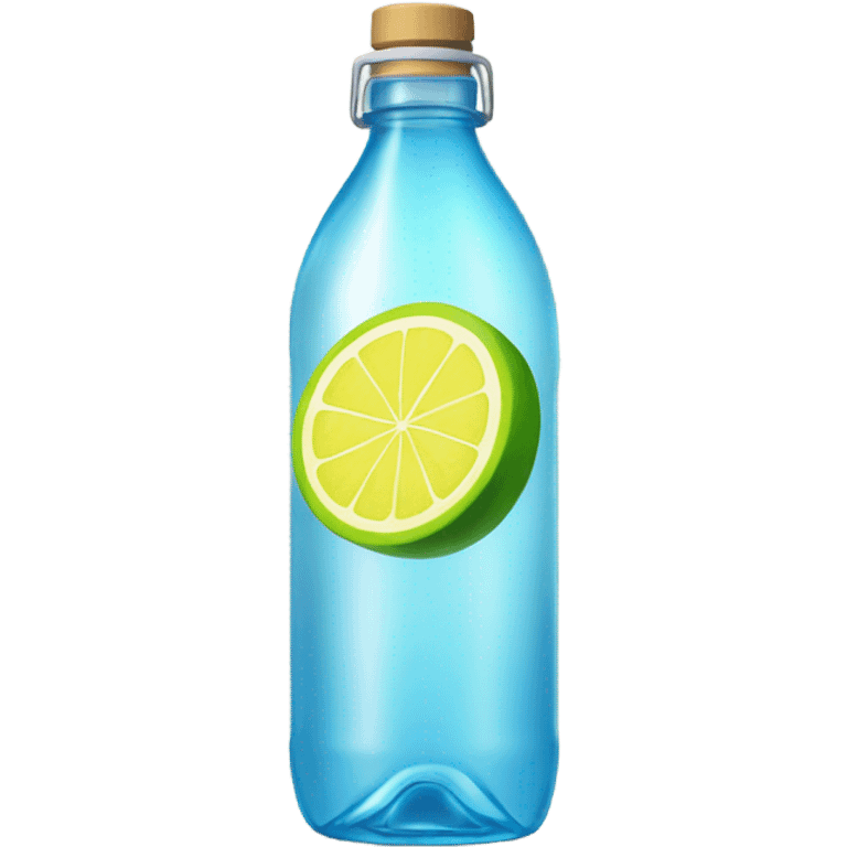 Glass bottle of water with lemon and lime wheels emoji