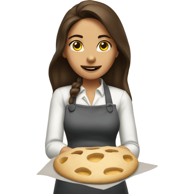 Brunette girl interferes with the dough emoji