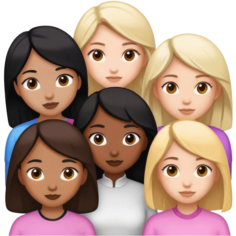 5 girls 2 black 1 mixed 1 Chinese other 2 are white emoji