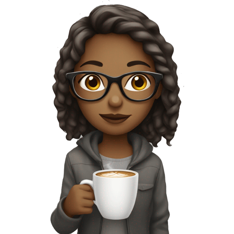 Girl with glasses drinking coffee emoji