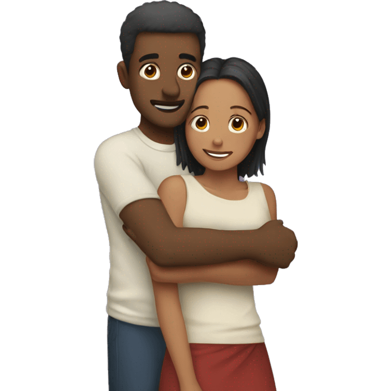 Cute hug between a man and a woman emoji