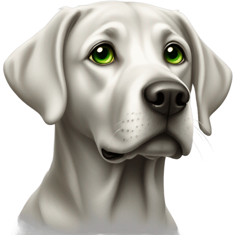 Silver Labrador with green eyes emoji