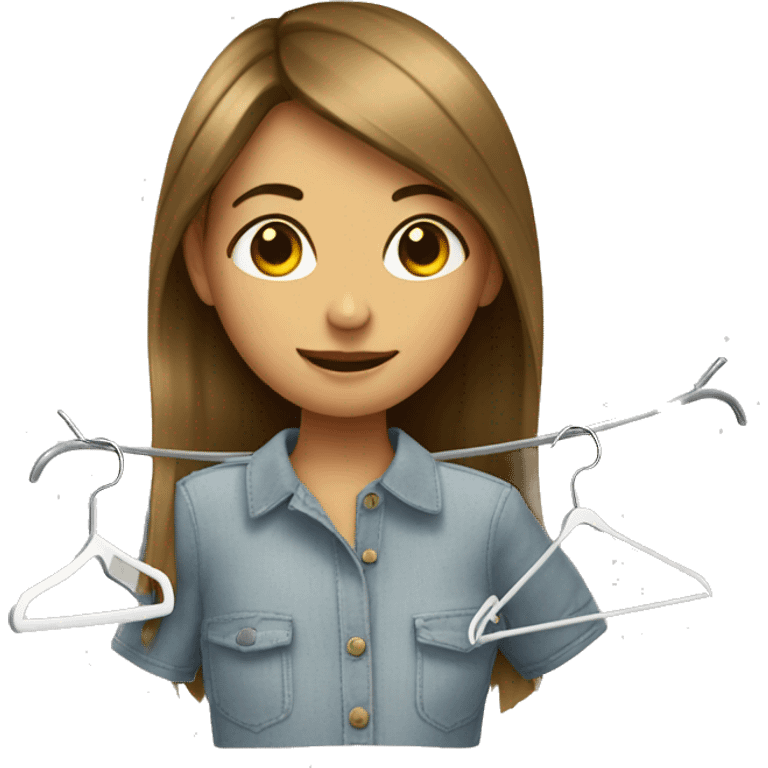 Girl with a hanger of fabric samples emoji