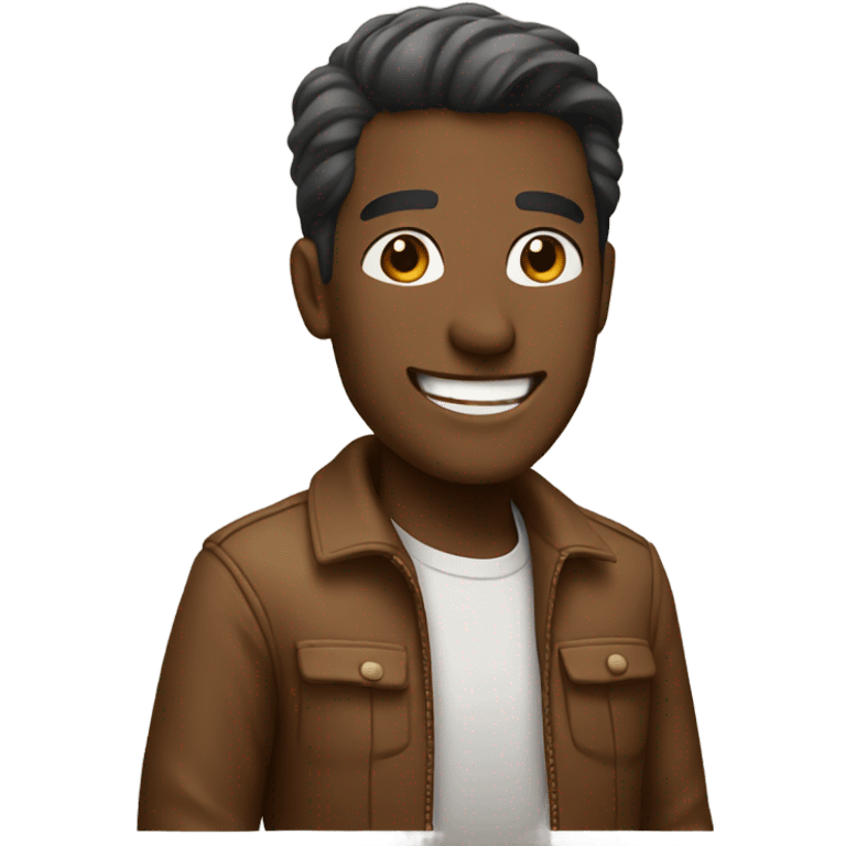 smiling man in brown jacket emoji