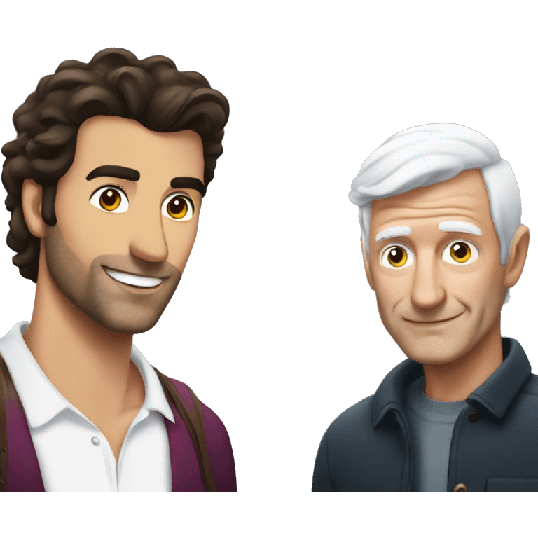 Justin baldoni next to old bald man emoji