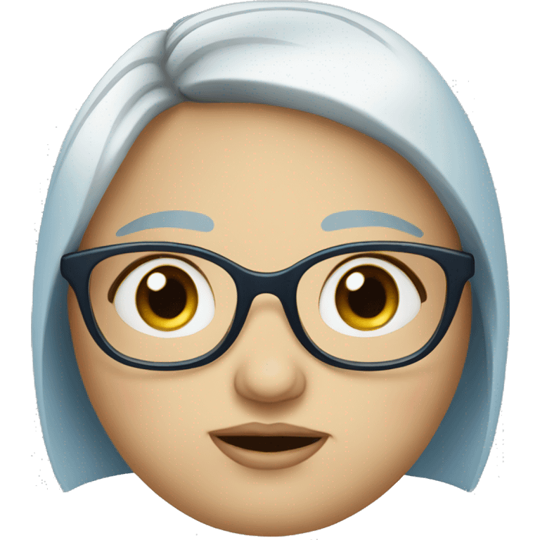 Overweight blue-eyed woman with glasses emoji