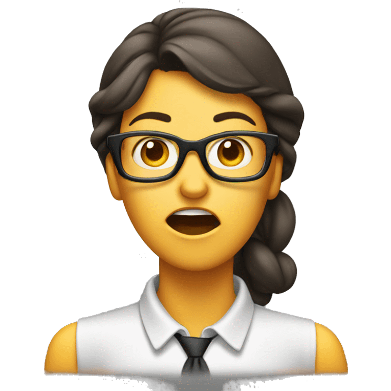 nerd worker female shocked mouth emoji