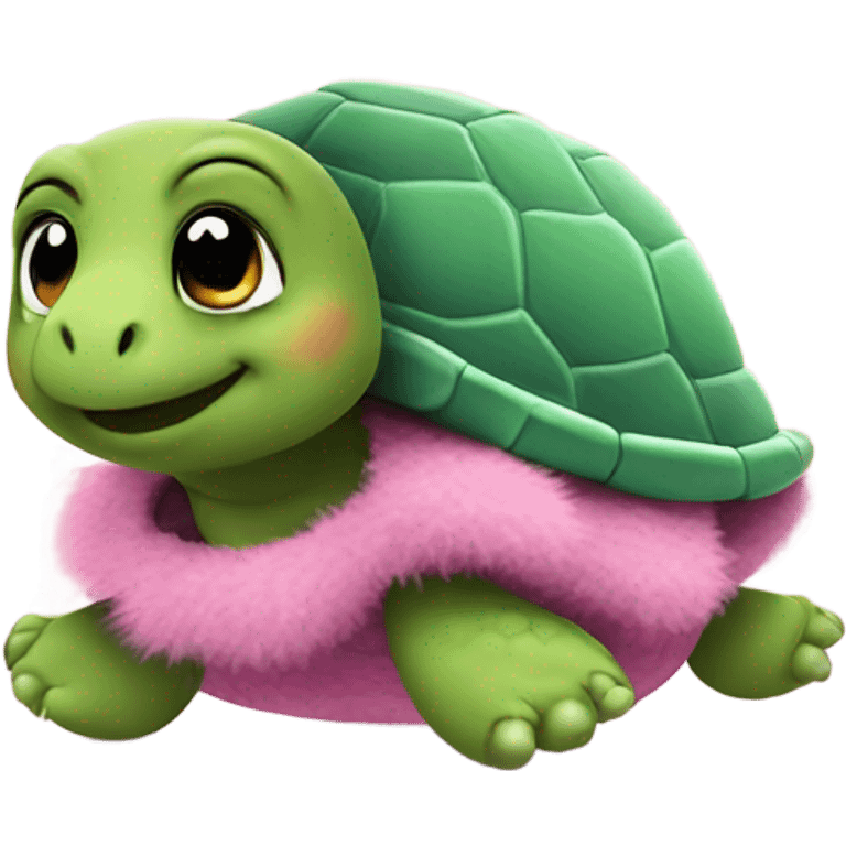 Turtle moonwalking in pink slippers  emoji