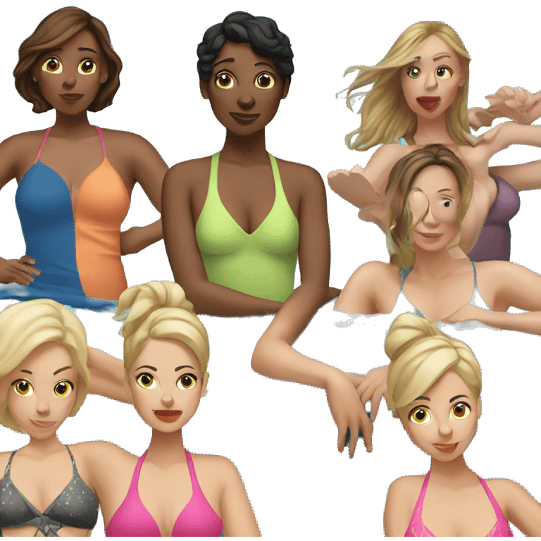 36 year old women cartoon women in pool  emoji