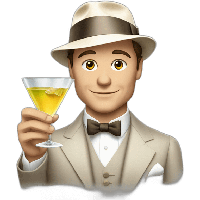 Leonardo Di Caprio in the movie The Great Gatsby with a glass of martini emoji