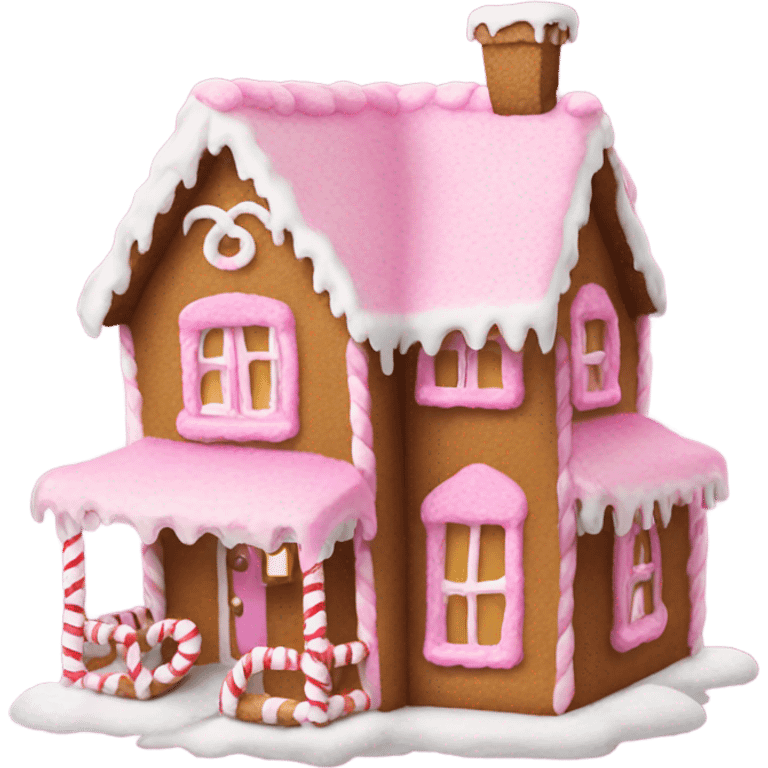 A pink gingerbread house emoji