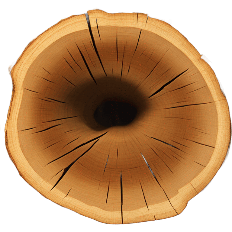 a tree cut open in profile, round, where you can see the annual rings emoji