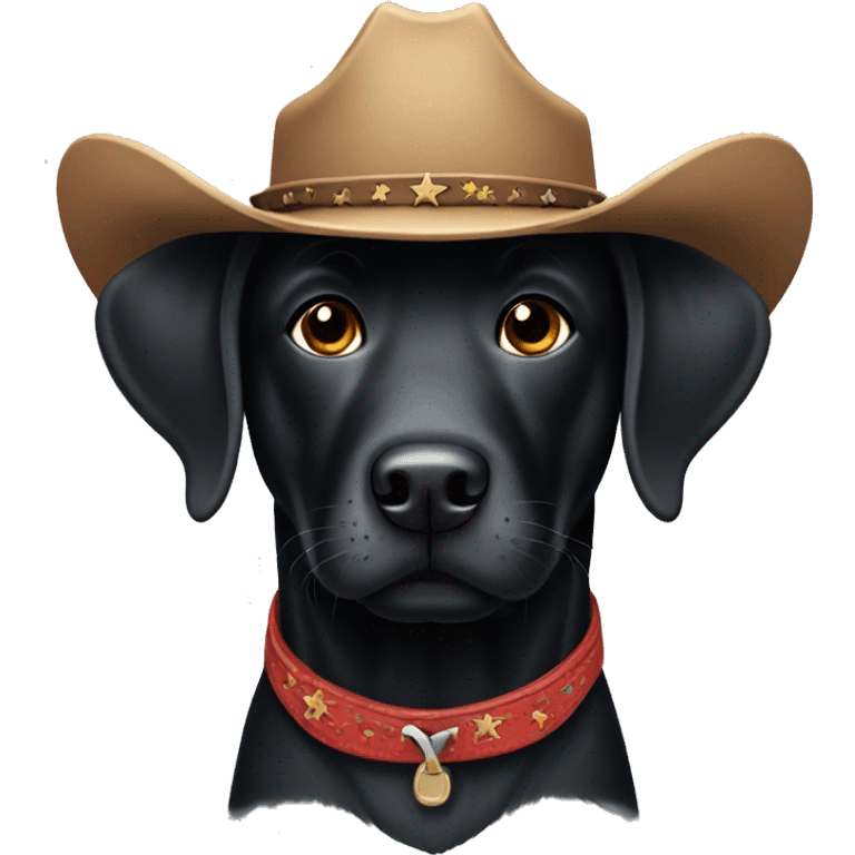 Black labrador wearing cowboy hat emoji