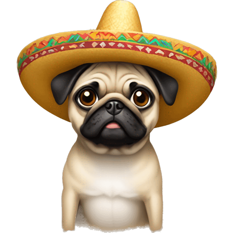 Pug wearing sombrero emoji