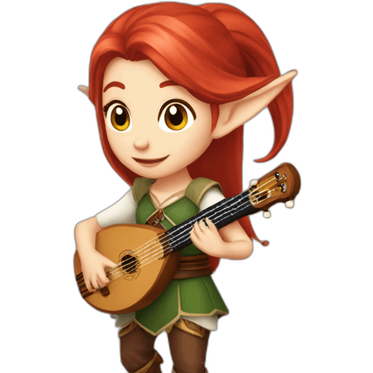 Baldurs gate 3 female elf bard with red hair playing a lute emoji