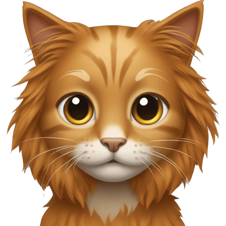 Cat with long hair with left side of the face ginger and right side gray. Also left year is ginger and right is grey. emoji