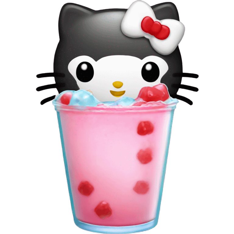 Hello kitty drinking boba emoji