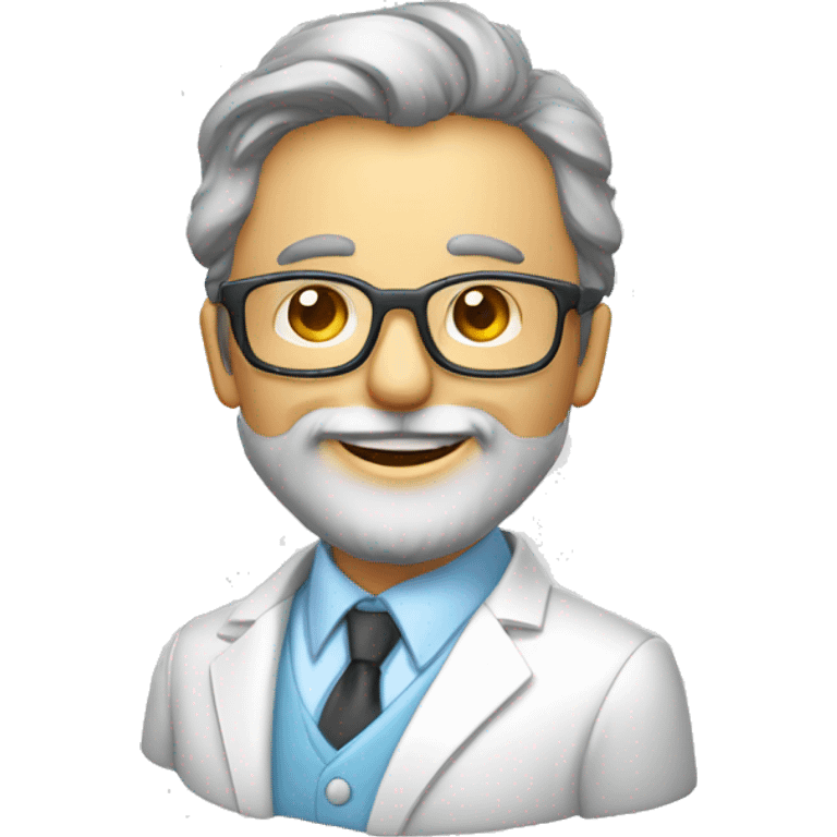 profesor de física y química sin corbata con barba y gafas sonriendo emoji