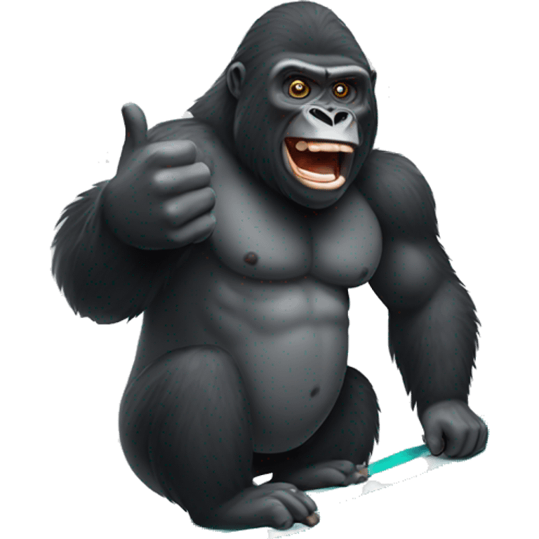 Gorilla surfing giving a thumbs up emoji