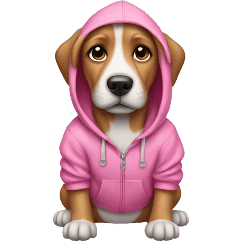 dog wearing a pink hoodie emoji