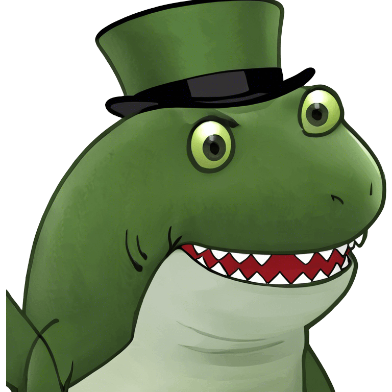 Shark with a top hat emoji