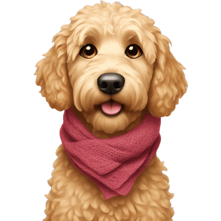 Golden doodle wearing a scarf emoji