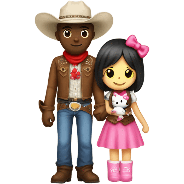 Cowboy and hello kitty holding hands  emoji