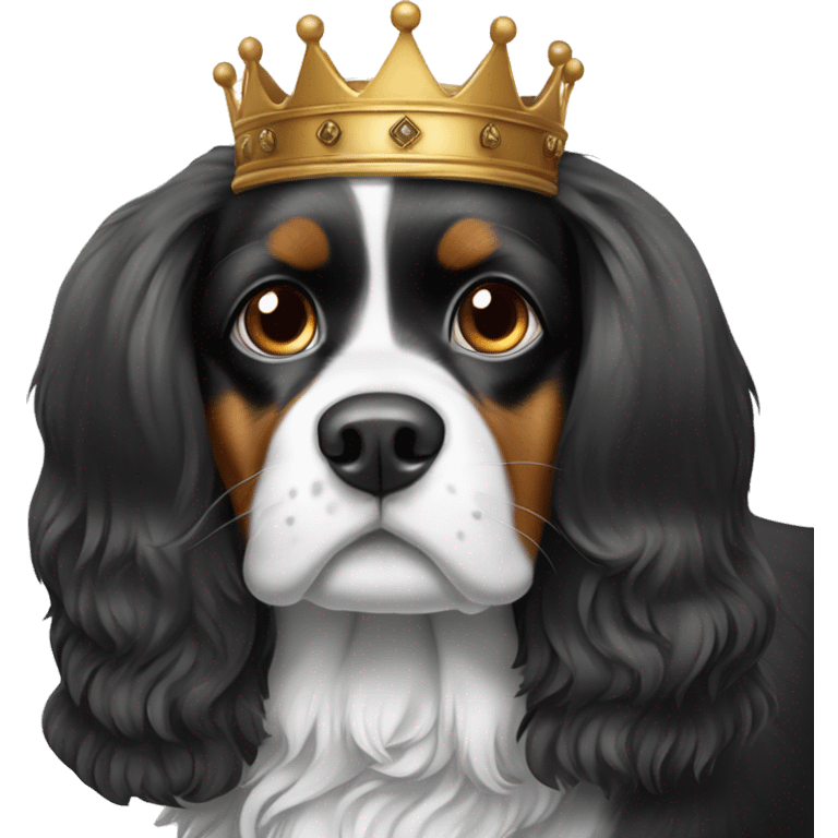 king charles caviler dog black and white emoji